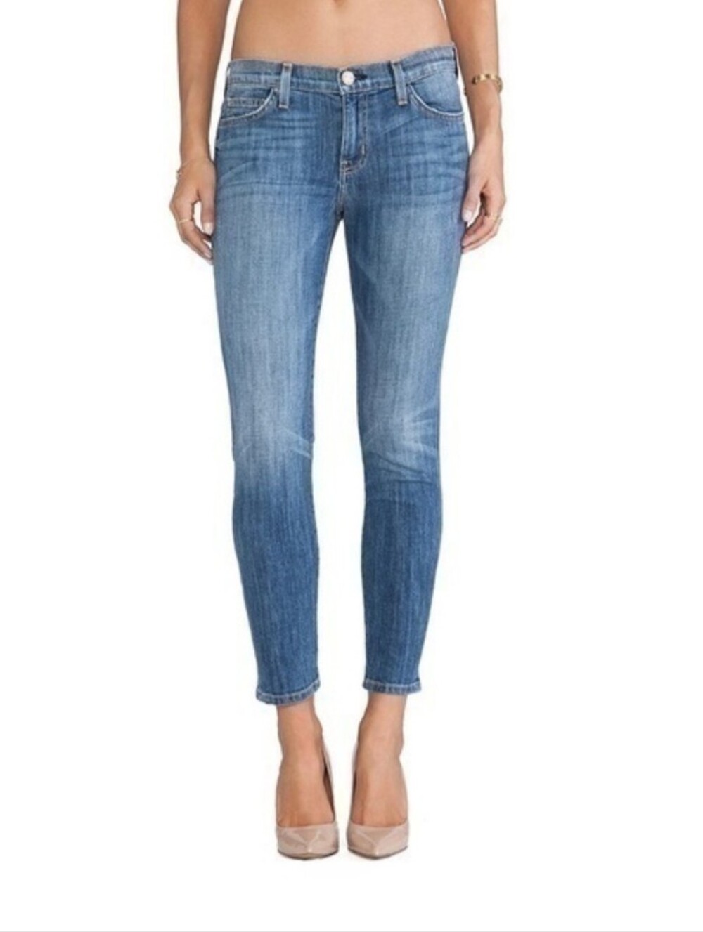 The Current/Elliott The Stiletto in Cascade cropped, skinny-fit denim jean